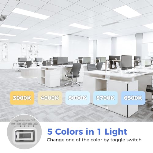 AIKVSXER 1 Pack 2x4 LED Flat Panel Light - Selectable 5 CCT 3000K-6500K & 5 Wattage 30-70W 7700Lm 0-10V Dimmable 2 x 4 led Drop Ceiling Light Fixture 120-277V for Commercial and Home - size: 2x4-1p