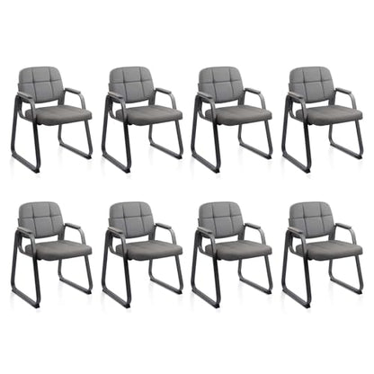 CLATINA Waiting Room Guest Chair with Bonded Leather Padded Arm Rest for Office Reception and Conference Desk Black with Sled Base Grey 8 Pack - color: Grey-a, size: 8 Pack