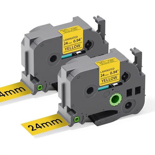 COLORTY TZe-651 Replacement for Brother P Touch Label Tape 24mm Yellow | Compatible with Brother Label Maker Tape 1 Inch TZe TZ 24mm 0.94 Laminated for Ptouch PT-D600 PT-D610BT PT-P710BT PT-P750W - color: Black on Yellow, size: 24mm