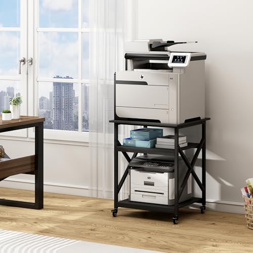 Fannova 23.6"x23.6"x30.1" Large Printer Stand with Adjustable Storage Shelf - color: Black