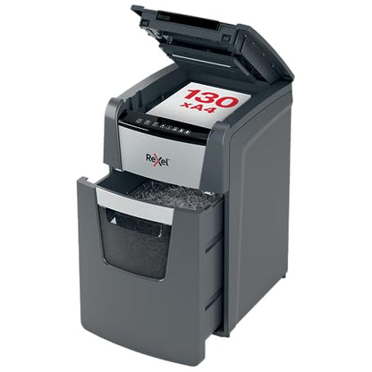 Rexel Optimum Auto Feed+ 130 Sheet Automatic Cross Cut Paper Shredder, P-4 Security, Small Office Use, 44 litre Removable Bin, 2020130X