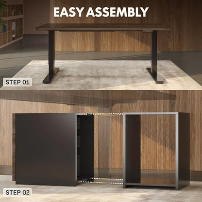 FLEXISPOT EN2 55"x28" Standing Desk Bundle with Storage Cabinet, Black - color: Black Frame + Black Top, size: 55x28 | Cabinet
