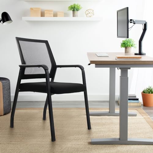 Desk Chair No Wheels, Arm Chair with Ergonomic Lumbar Support and Thickened Seats Cushion, Waiting Room Chairs for Office School Church Guest Reception, 8 Pack Black - color: Fixed Back, size: 8 Pack