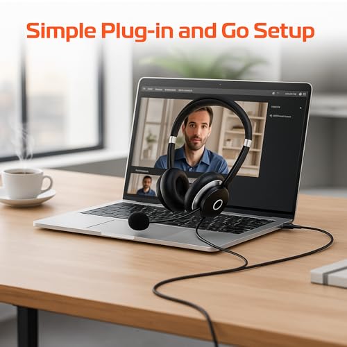 Spracht USB Wired Headphones for Work, WorkIT! Dual Ear Computer Headset with Microphone, USB A & USB C Head Sets, Comfortable Wired Headphones with Microphone for Work, Online, Office - style: Dual Ear