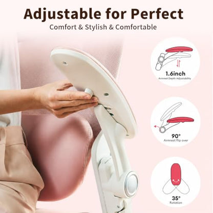 MUSSO E80 Muse Petite Ergonomic Office Chair for Women & Small Frames Pink - color: Pink