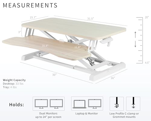 VIVO Light Wood 32 inch Standing Desk Converter, DESK-V000KF - color: Light Wood, size: 32"