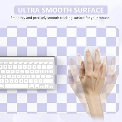 iCasso Desk Pad Mat, Cute Desk Matt for Desktop, Purple Checkered - color: Purple Checkered
