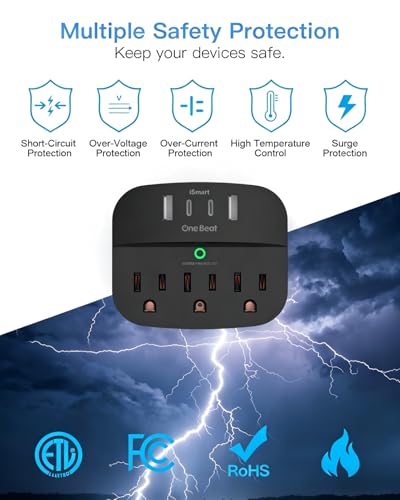 Multi Plug Outlet Splitter with USB,Surge Protector Outlet 2 Pack,Black - color: Black, size: 2c2a, 2 Pack