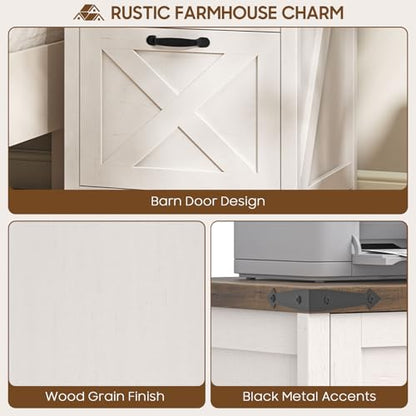 Farmhouse File Cabinet with 3 Drawers for Home Office, White and Brown - color: Rustic White and Brown, size: 3 Drawers