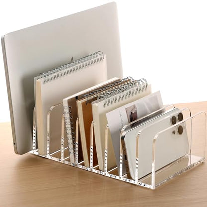 SANRUI 9-Compartment Clear Acrylic Mail Organizer, Vertical Mail Sorter Desk Organizer, Compact Letter Envelope Bill File Holder for Office Home Classroom - size: 9 Slots