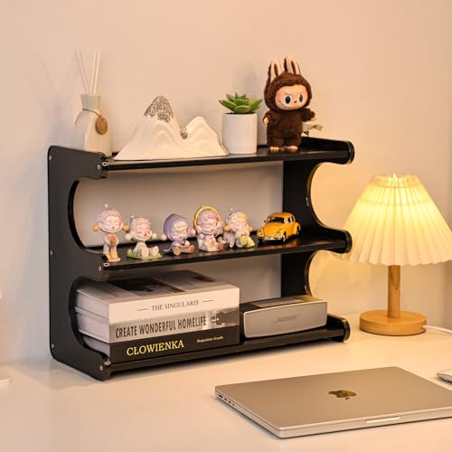 3 Tier Bookshelf for Desktop, Storage Rack, Desktop Organization - color: Black
