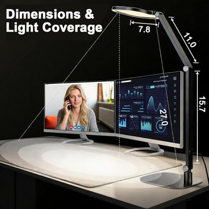 NS Pro LED Desk Lamp with Remote Control, Eye-Caring CRI95+ Dimmable Light, 3000K–6000K Adjustable CCT, Flexible Angle, Clamp or Base Mount, Memory Function Desk Lamp for Office, Reading & Video Calls - size: 1 PACK