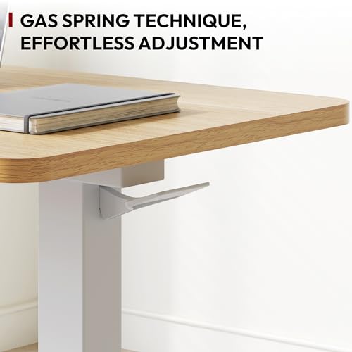 SANODESK 28''Mobile Standing Desk with Hidden Wheels,Pneumatic Laptop Desk | Sofa Computer Cart Movable Height Adjustable Table Small Sit Stand Desk for Home Office Hospital Use,27.6" W x 15.7" D,Maple - color: Maple, size: 28x16