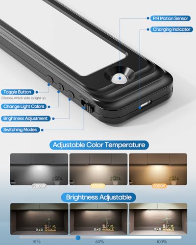 HIBOITEC Under Cabinet Lighting Wireless 56 LED Closet Lights 3 Color Temps - size: 9.3inch