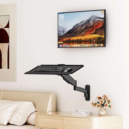 Keyboard Tray Wall Mount,Sit-Stand 26 Inch Keyboard and Mouse Stand,Black - size: Long Arm