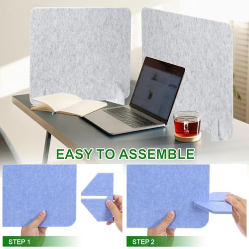 PATIKIL Desk Divider, 2 Set 24 x 24 Inch Acoustic Freestanding Desk Divider Desk Privacy Panel with 4 Pcs Support Feet for Library Office Workstation, Light Grey