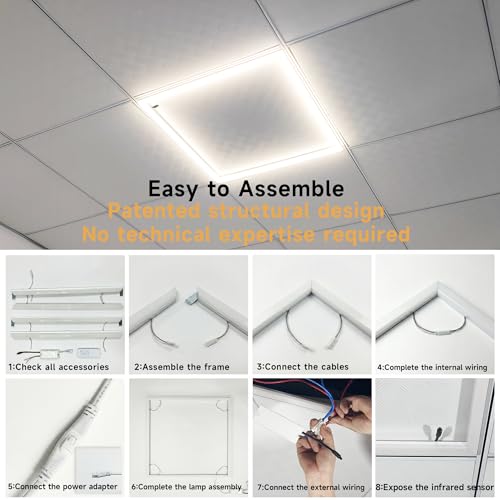 Flat Panel Light 2x2 Ft 4 Pack Led Frame Panel, Border Glow Light 3CCT Adjustable Suitable for Offices, Shops, Bathrooms etc with Integrated Ceilings (4 PCS) - size: 4 PCS