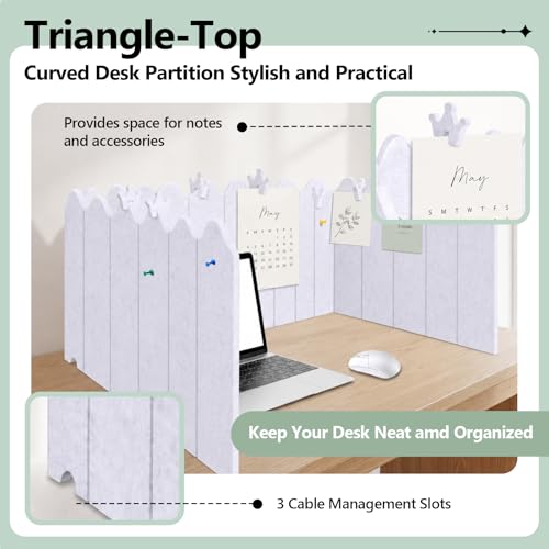 86.5 x 16'' Foldable Felt Desk Divider with 25 Thumbtacks & 8 Clips, Acoustic Desk Partition Privacy Panel, Versatile Cubicle Shield Hanging Note Item, for Office Home(Wavy) - style: Wavy