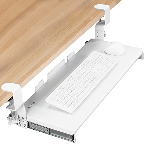 VIVO White Clamp-on 27 x 11 in Adjustable Keyboard Tray, MOUNT-KB05HW - color: White, size: 27" fixed width