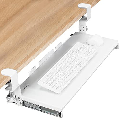 VIVO White Clamp-on 27 x 11 in Adjustable Keyboard Tray, MOUNT-KB05HW - color: White, size: 27" fixed width