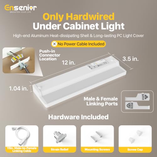 Hardwired Under Cabinet Lighting, 12 Inch 8W Linkable Cabinet Light ,2Pack - color: 2 Pack, size: 12 Inches