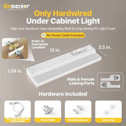 Hardwired Under Cabinet Lighting, 12 Inch 8W Linkable Cabinet Light ,2Pack - color: 2 Pack, size: 12 Inches