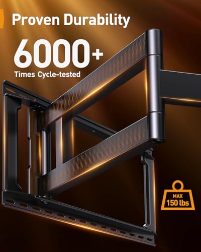 Perlegear Long Arm Full Motion TV Wall Mount for 42–97 Inch TVs up to 150 lbs, Pre-Assembled TV Mount with Full Swivel, Tilt and Extension, Fits 8″/12″/16″/24″ Wood Studs, Max VESA 800x400mm, PGXLF02