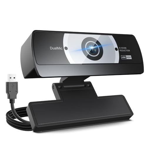 4K Webcam for PC - 4K Ultra HD Computer Camera with PDAF Autofocus, AI Noise-Canceling Mic, USB Plug & Play, 80° FOV & Auto Lighting Correction for Laptop & Desktop (Social Streaming Video Call) - style: 4K webcam