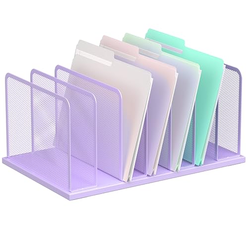 Kuntine.B 7-Section Upright Desk File Organizer Purple 1 Pack | Vertical, Mesh, Metal, Assembly, Stability, Sturdiness, Organization, Standing - color: Purple, size: 1 Pack 7-Section