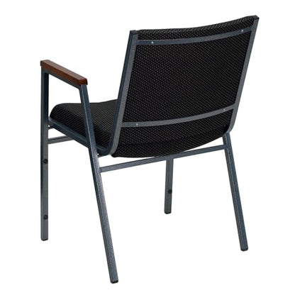 Flash Furniture Hercules Fabric Stack Chair with Arms, Black - color: Black Patterned Fabric, size: Set of 1