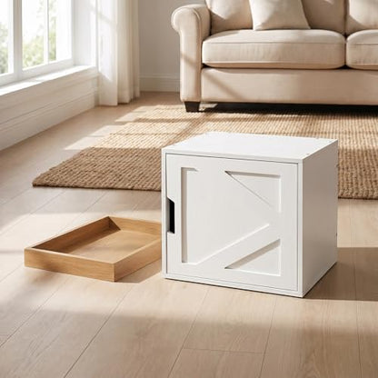 Fasmov Stackable Cube Storage Organizer, Multifunctional Wood Cubby Bookshelf with Door, Easy Assembly DIY Storage Bin, Durable Classic Storage Unit for Bedroom Living Room Office, White