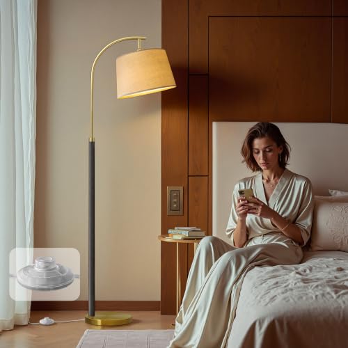 Real Wood Floor Lamps for Living Room Bedroom, 62" Mid Century Modern Lamp - color: Black