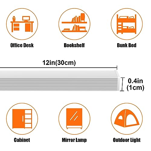 GLVSAE Under Cabinet Lights, 12 Inch Plug in Under Cabinet Lighting, LED Closet Lights, 6000K Cool White Light, Ultra Thin Dimmable Light Bar, Suitable for Kitchen Desk Closet Workbench - size: 12inch-2Pack-with plug