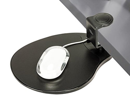 MAX SMART Clamp on Mouse Platform, Clip on Mouse Pad, Rotating 360, Easy Slide Out Tray, Suitable Up to for 1.5" Thickness Desk, for Home, Office to Save Space (Black)