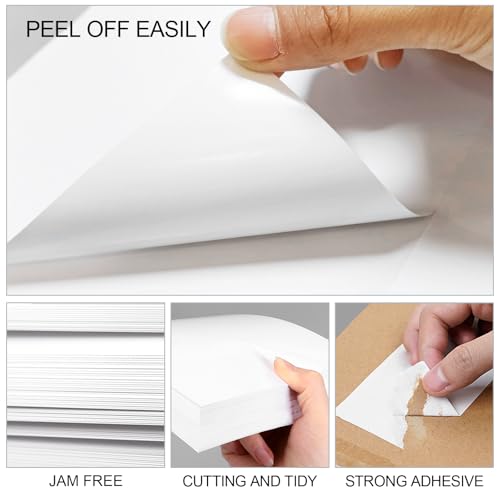 (500 Pcs/500 Sheets) A4 Full Sheet Self Adhesive Shipping Labels for Laser & Inkjet Printers, 8.5" x 11" Shipping Mailing Labels - color: A4-full Sheet-500 Labels