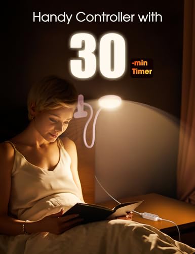 LiFMIRA Desk Lamp Clip on Light 8W 66 LED Reading Light for Bed Pink - color: Pink