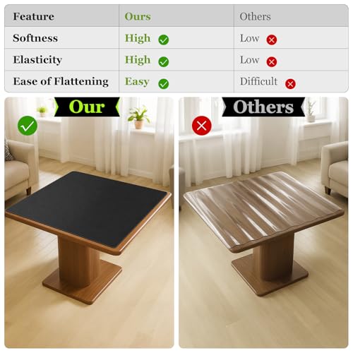 Warmstar Leather Table Cover 24 x48 Inch, 1.8MM Thick PVC Table Protector - color: Black, size: 24" x 48"