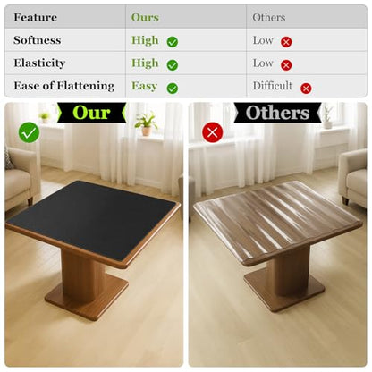 Warmstar Leather Table Cover 24 x48 Inch, 1.8MM Thick PVC Table Protector - color: Black, size: 24" x 48"