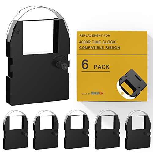 (6 Pack) Replacement for Pyramid 4000R Compatible Ribbon Used with Pyramid 3000HD, 3500, 3700, 4000, 4000HD Time Clocks, 11.5ft, Individually Sealed, Pre-Installed Ribbon Shield (Black) - size: 6-Pack