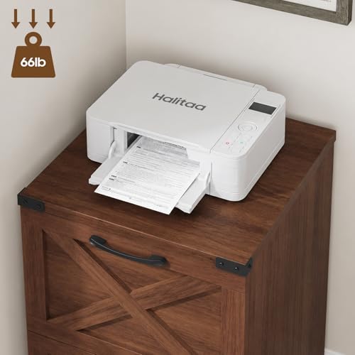 Halitaa Farmhouse 2 Drawer Small File Cabinet with Wheels, Walnut - color: Walnut, size: 2 Drawer