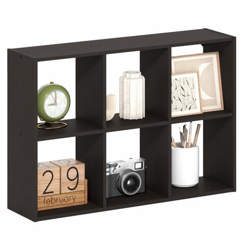 Furinno Rossi 6-Cube Floating Shelves for Wall, Desktop Organizer, Dark Oak - color: Dark Oak, size: 6-Cube