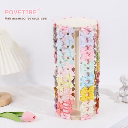 POVETIRE Bow Holder for Girls Hair Bows Hair Bow Organizer Pink Wood - color: Pink A