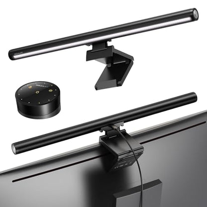 Douxlife Monitor Light Bar, Eye-Care Computer Monitor Lamp | Wireless Remote & Touch Control, Asymmetrical Optical Design, Stepless Dimming Screenbar for Home Office Gaming, Black - color: Black