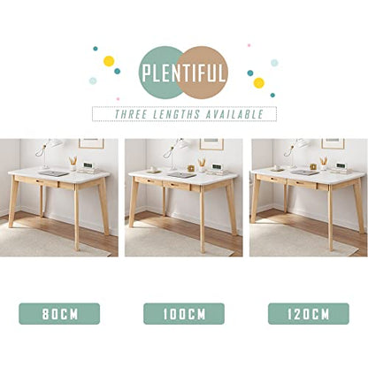IOTXY Solid Wood Writing Desk - Home Office Laptop Computer Table, White - color: White, size: 120CM