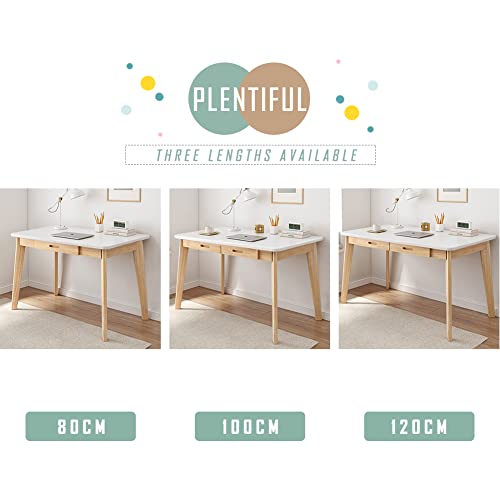 IOTXY Solid Wood Writing Desk - Home Office Laptop Computer Table, White - color: White, size: 100CM
