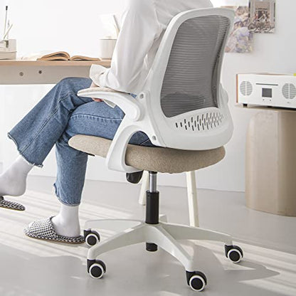 NEO CHAIR Office Desk Chair, Ergonomic Mesh with Flip-Up Armrests, Beige - color: Beige