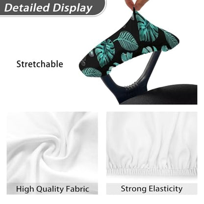 Office Chair-Arm Covers Set of 2, Monstera Leaves Print Office Chair Armrest Covers with Elastic Band, Butterfly Print Stretchy Computer Chair Armrest Covers - color: Monstera Leaves Butterfly - Green and Black