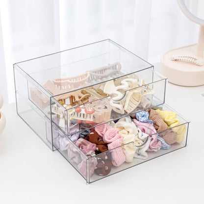 Clear Desk Drawer Organizer, 6 Drawers, Plastic - size: 6 Drawers