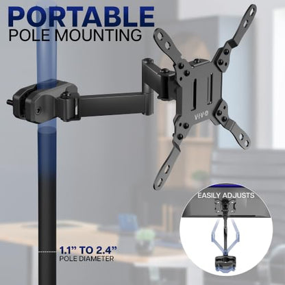 VIVO Black Pole Mount Monitor Arm - color: Black, size: 23 to 43" screens