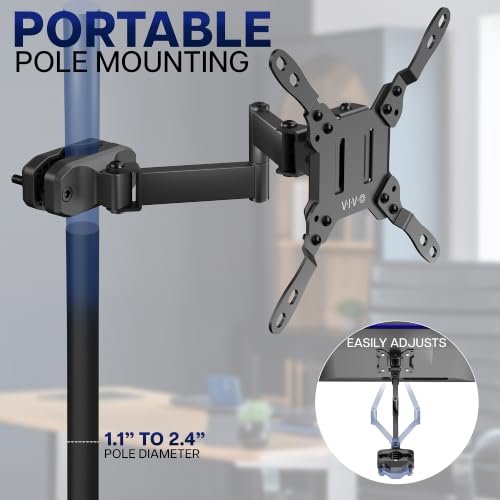VIVO Black Pole Mount Monitor Arm - color: Black, size: 23 to 43" screens